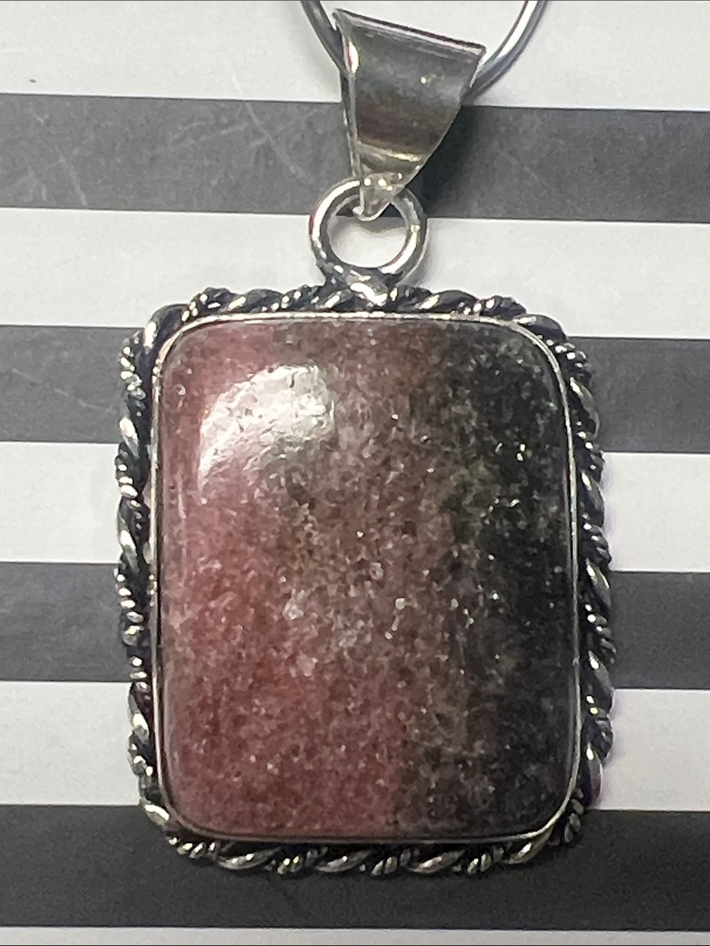 Rhodonite Gradient Pendant in Pink and Gray